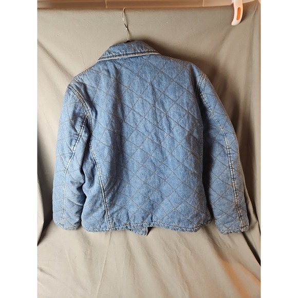 Vintage Lauren Jeans Co Jacket Womens Large Quilted Denim Equestrian Barn Coat - Picture 2 of 11